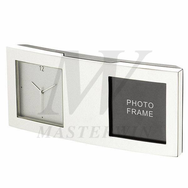 Metal Desk Quartz Clock with Photo Frame_B86379