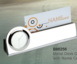 B86256_Metal_Desk_Quartz_Clock_with_Name_Card_Holder