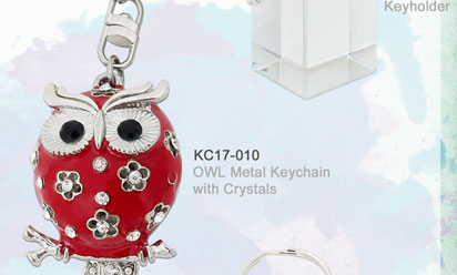OWL Metal Keychain with Crystals_KC17-010